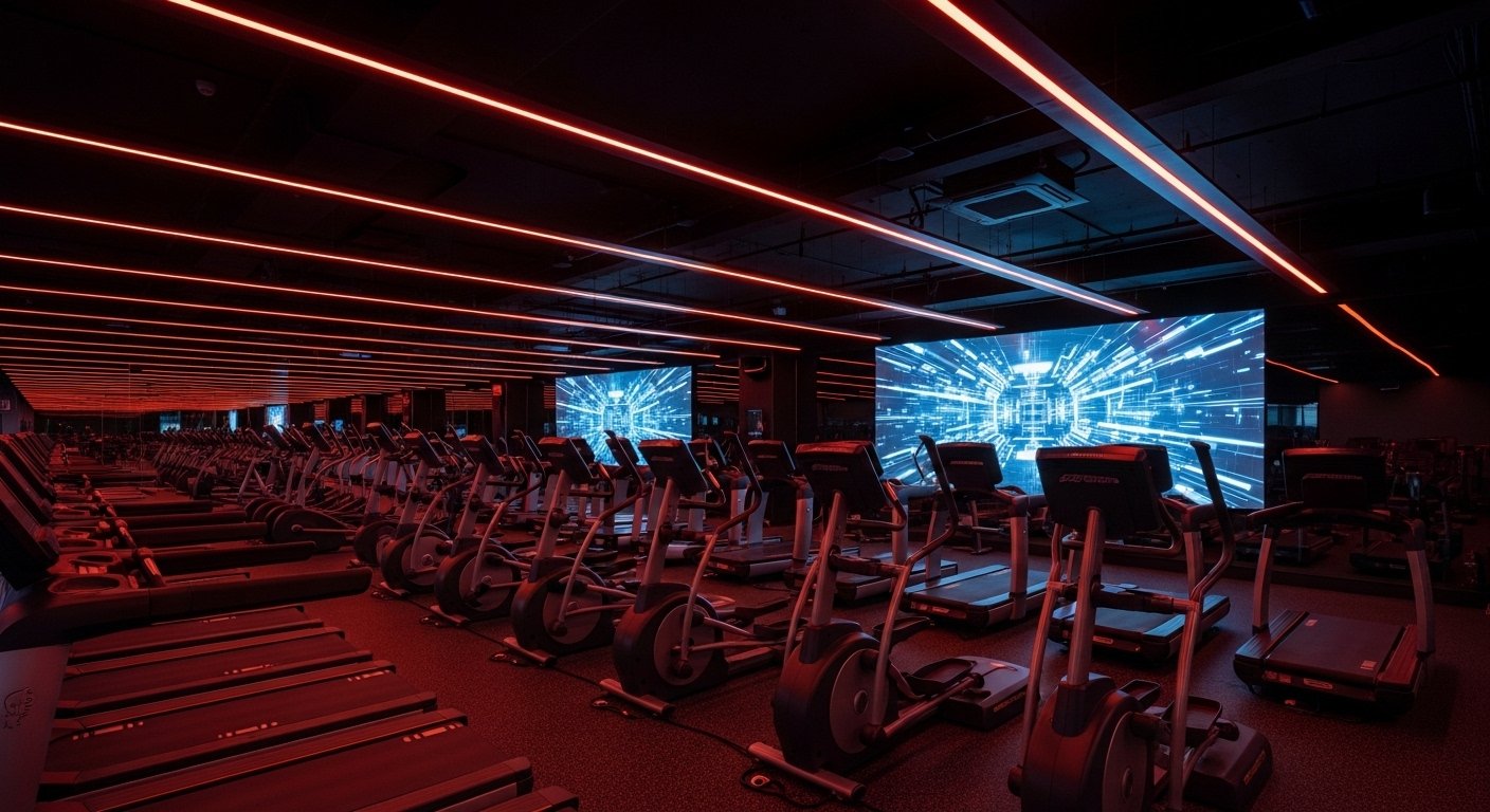 Modern Cardio Theatre with Treadmills and Cross Trainers